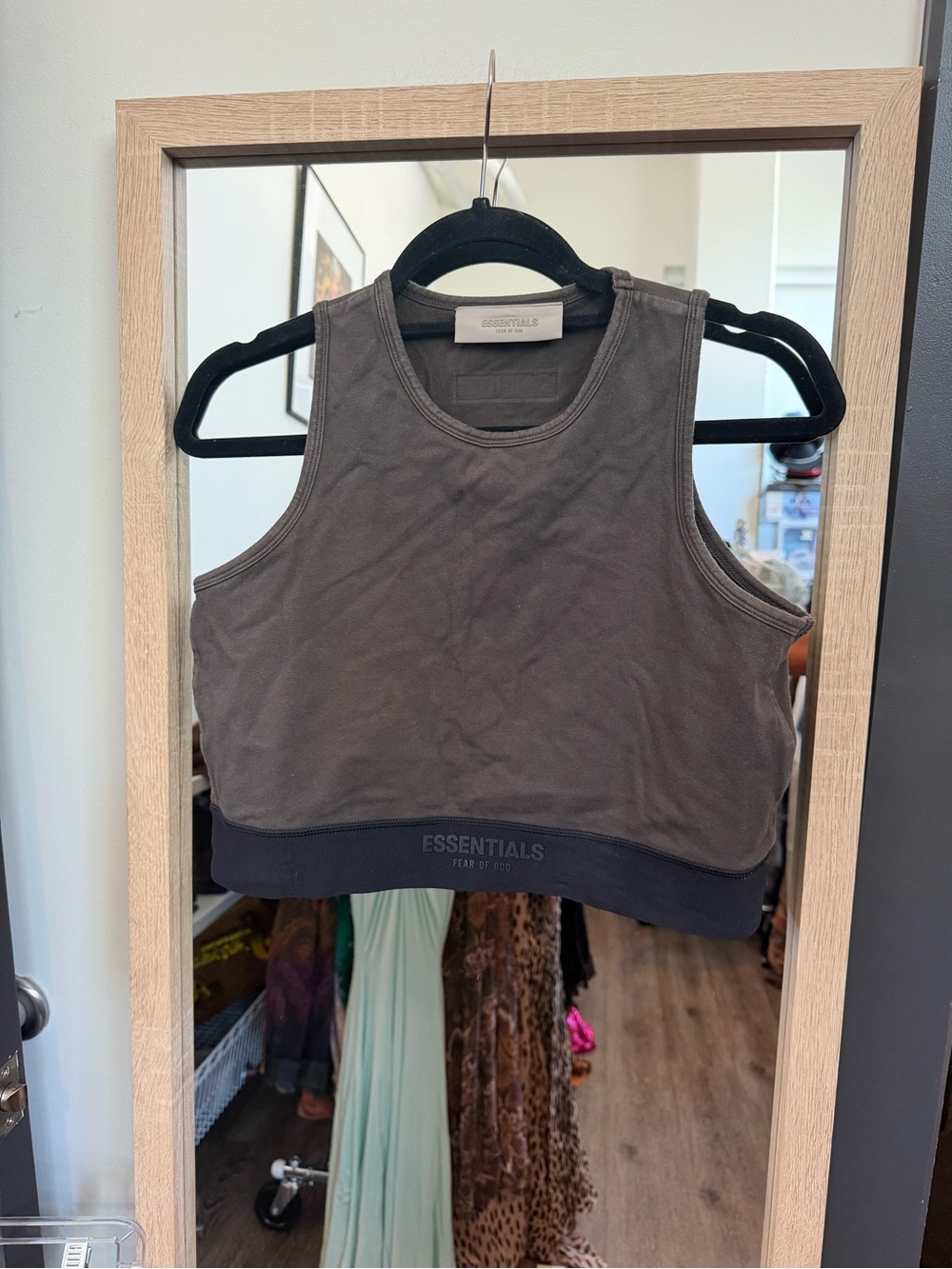 Fear of God ESSENTIALS Charcoal Crop Tank Top
